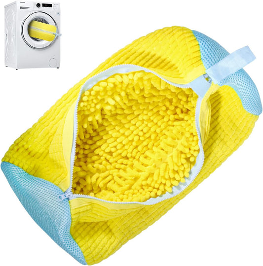 Shoe Washing Machine Bag & Shoe Washing Bag Reusable for Sneaker Laundry | Sneaker Washing Machine Bag & Shoe Laundry Bag, Chenille Microfiber 360 Cleaning, Reusable Hook Dryer, 1 Pack