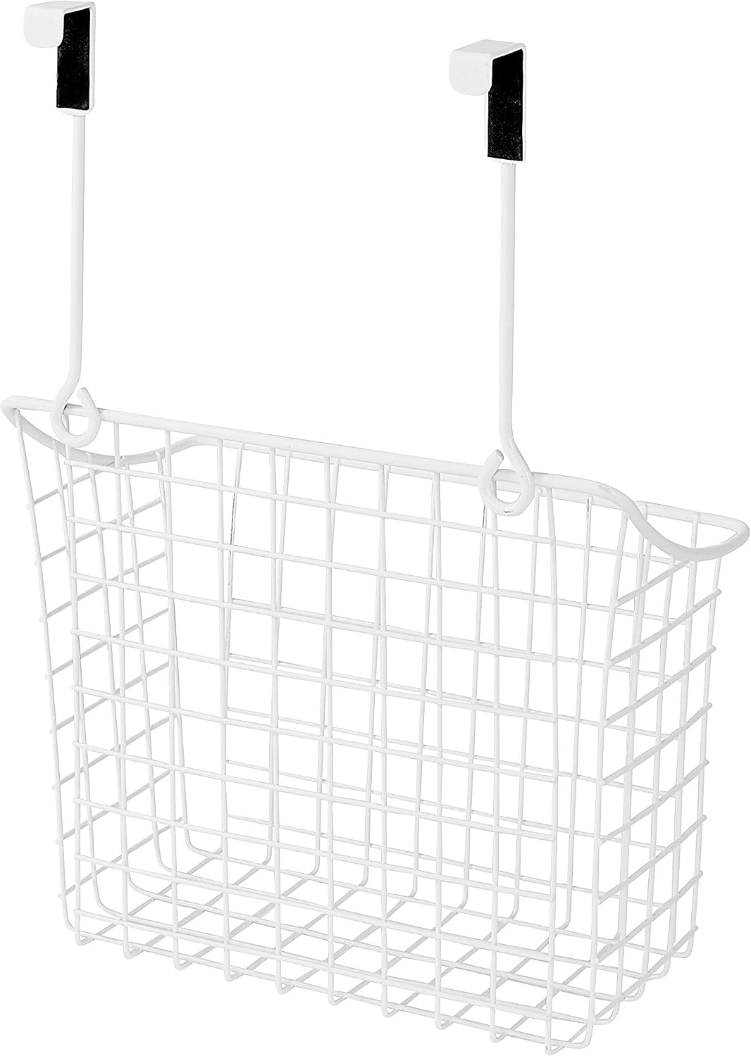 Spectrum Hanging Baskets for Organizing (Large, Satin Nickel) - Grid Over the Cabinet Wire Basket for Kitchen or Bathroom - Door Hanging Storage Organizer for Cleaning Supplies, Washcloths, & Towels