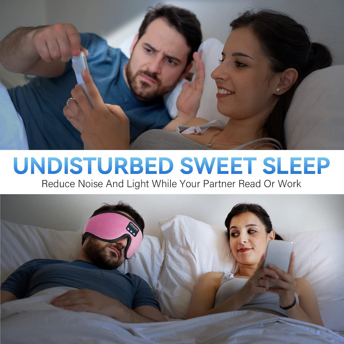 Sleep Headphones, Bluetooth 5.0 Wireless 3D Eye Mask, Lightimetunnel Washable Sleeping Headphones for Side Sleepers With Adjustable Ultra Thin Stereo Speakers Microphone Hands Free for Insomnia Travel