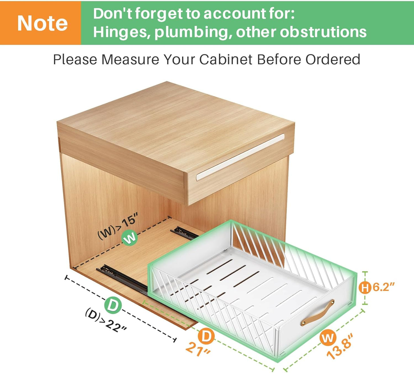 Pull out Cabinet Organizer,Heavy Duty Slide out Pantry Shelves Drawer Storage with Adhesive Nano Film,Sliding Mesh Cabinet Basket with Handle for Kitchen, Bathroom, Home, 11.8"W X 15.7"D X6.2"H,Black