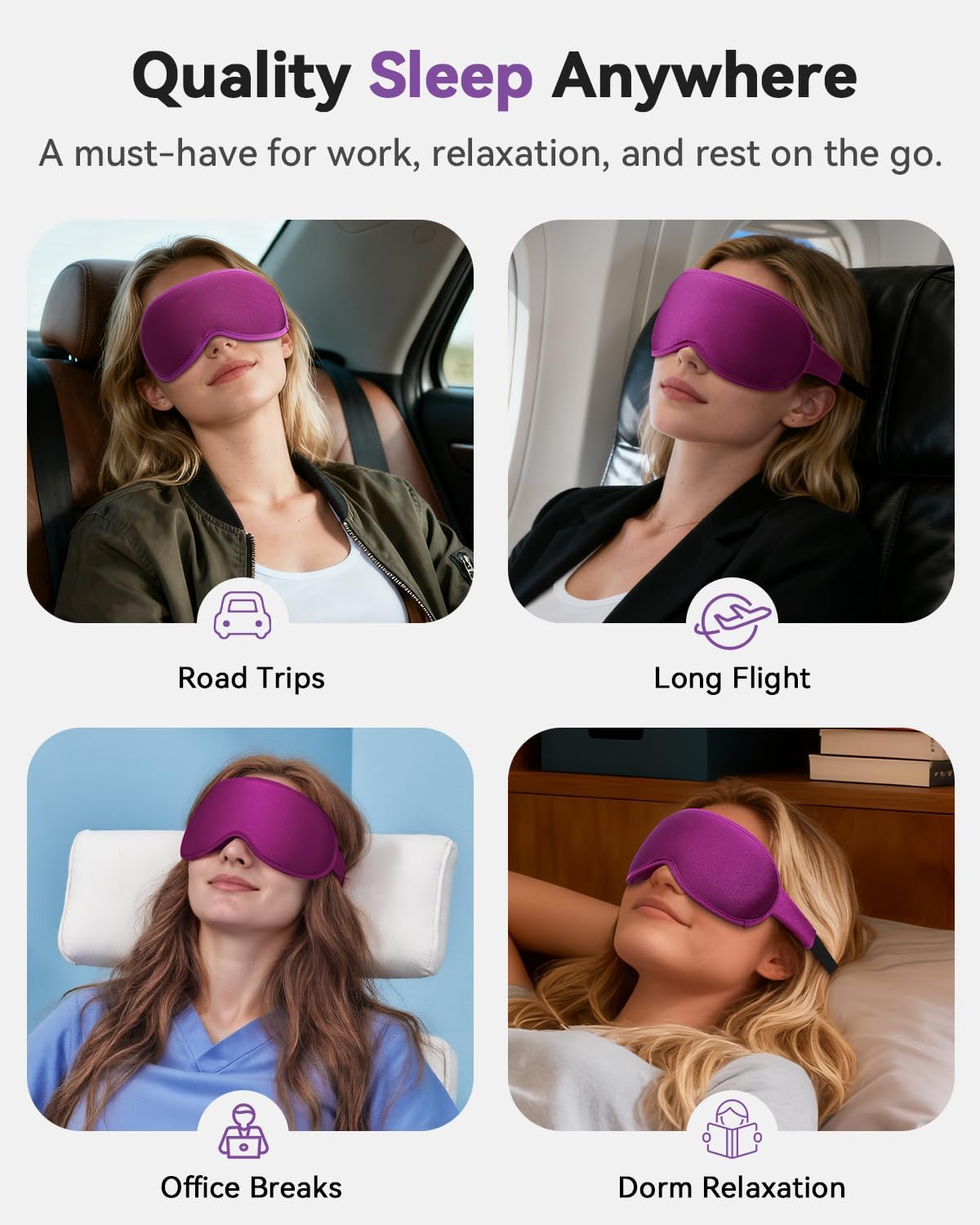 FACEMOON 3D Blackout Weighted Sleep Mask, Airplane Travel & Nurse Essential