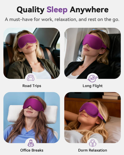 FACEMOON 3D Blackout Weighted Sleep Mask, Airplane Travel & Nurse Essential