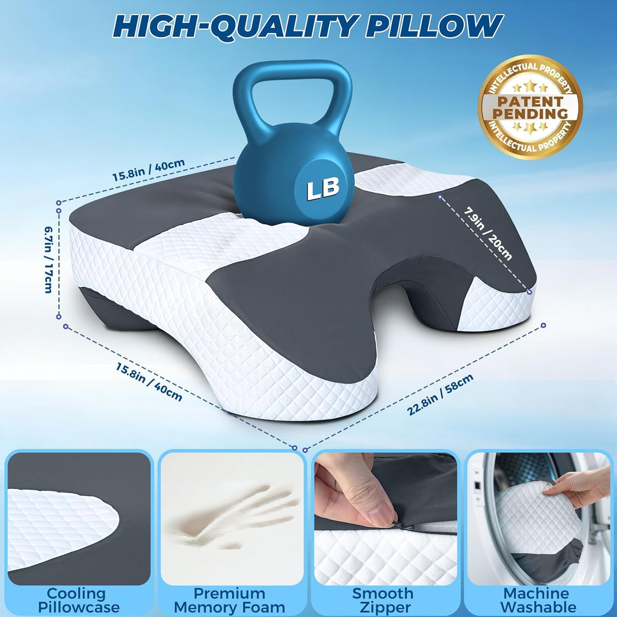 SAHEYER Side Sleeper Pillow with Arm Holes, 2 in 1 Shoulder Relief System for Rotator Cuff Pain, Memory Foam Pillow for Adults with 3 Arm Place Hole - for Side, Back and Stomach, Black