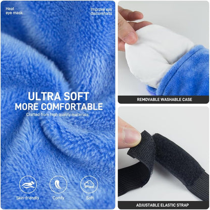 Moist Heated Eye Masks for Dry Eyes, Stye, Warm Compress for Sleeping | Purple, Microwavable Heating, Hot Compress for Relieve, Flaxseed Filling