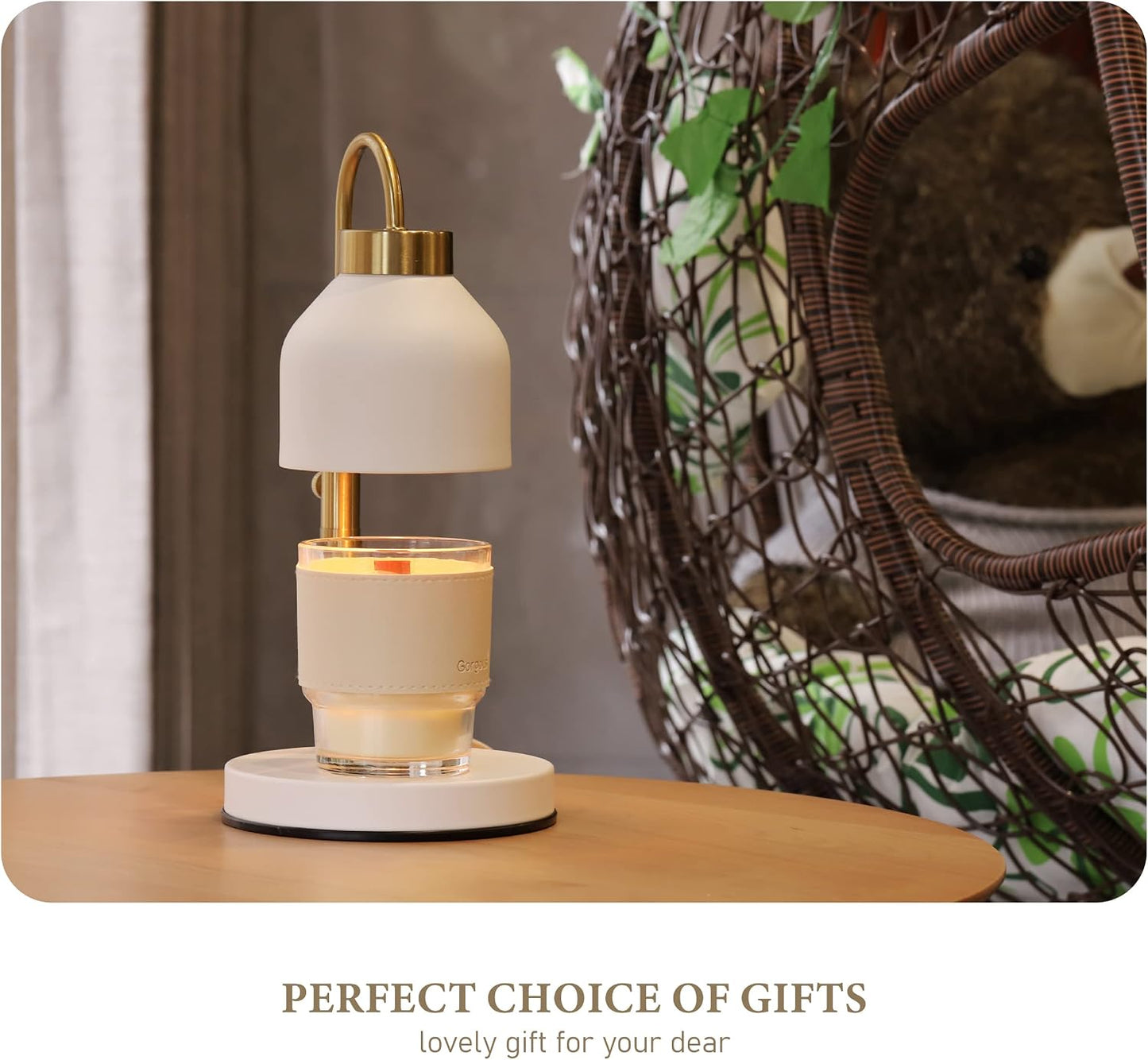 AIKUT Candle Warmer Lamp, with 2 Bulbs,Timer & Dimmer,Compatible with Large Yankee Candle Jars,3 Wick Candles,Height Adjustable Electric Top Melter,110-120v, (Black Marble)