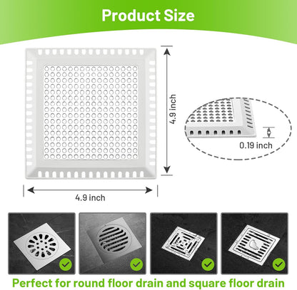Aluvor Drain Hair Catcher,Shower Drain Cover Hair Catcher Shower Strainer | Square Shower Hair Drain Catcher for Bathroom Floor to Keep Away from Clogged Drain-No Rust!