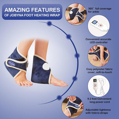 Cordless Foot Warmer with Heat and Massage - Rechargeable Heating Pad for Feet, 3 Temp & Vibration Levels, 60 Min Timer for Plantar Fasciitis, Ankle Pain, Cold Feet at Home, Office, Sleeping