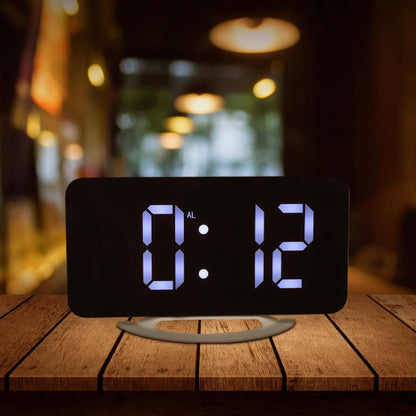 FRCOLOR Digital Vibrating Bed Shaker Alarm Clock Large LED Display Loud Alarm for Heavy Sleepers Bedroom Use with RGB Mirror Screen and Snooze Function