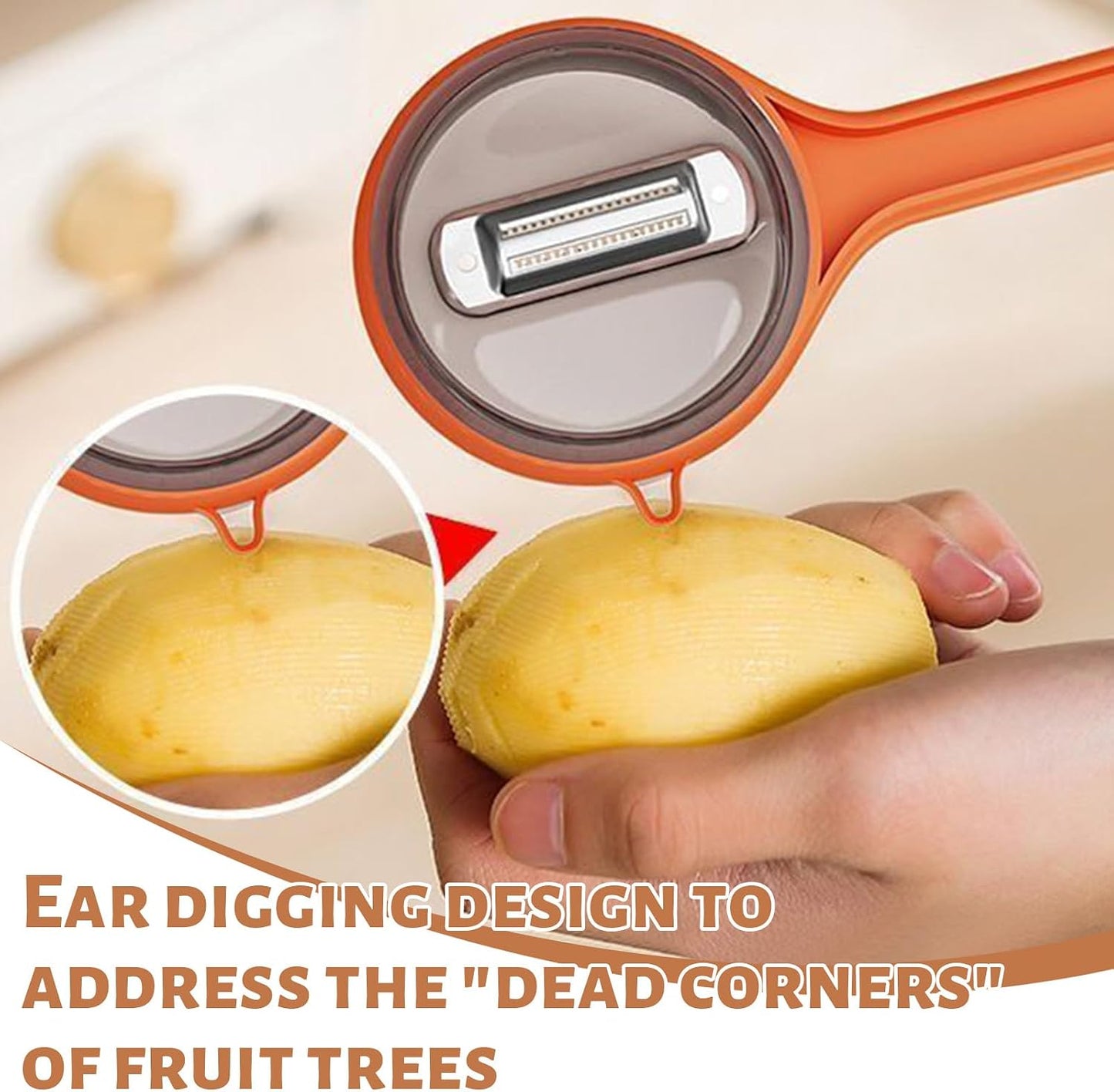 Peeler with Container - New with Box Storage Kitchen Special Fruitpeeler，Vegetable Peeler with Storage Box, Double-Sided Stainless Steel Multi-function Peeler for Home Kitchen (Orange)