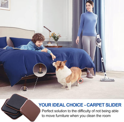 Furniture Sliders, 8pcs 4.7 inch Square Sliders for Furniture on Carpet, Heavy Duty Furniture Movers Sliders - Protect The Surface of Carpet, Easily Move Any Items!