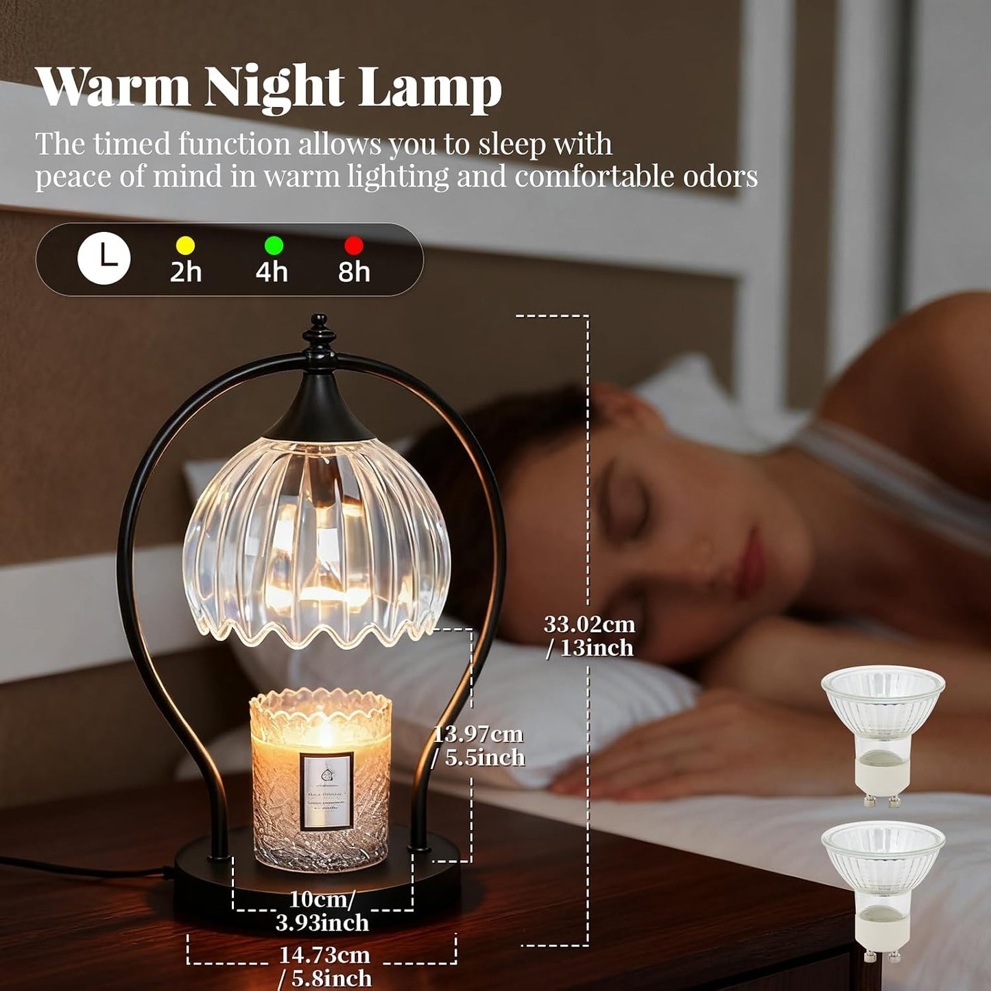 GOODBUY Candle Warmer Lamp with Timer Dimmable: Electric Candle Warmer Birthday Gifts for Women Mom - Candle Lamp Warmer House Warming Gifts New Home Decor - Wax Warmer for Jar Candles with 2 Bulbs