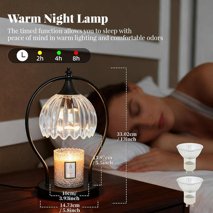 GOODBUY Candle Warmer Lamp with Timer Dimmable: Electric Candle Warmer Birthday Gifts for Women Mom - Candle Lamp Warmer House Warming Gifts New Home Decor - Wax Warmer for Jar Candles with 2 Bulbs