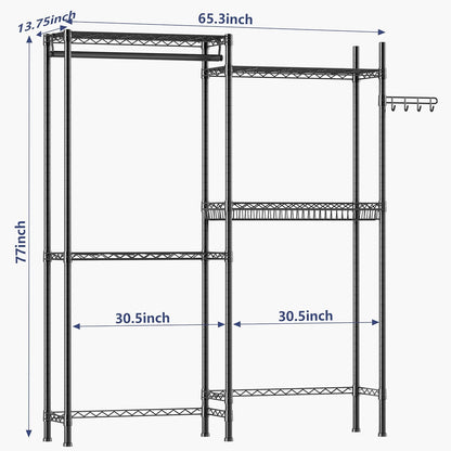 Golpart Laundry Organizer Shelves Over the Washer and Dryer Storage Shelf | Heavy Duty Laundry Room Organization Clothes Drying Rack Adjustable Height Wire Shelving and Wire Basket with Hanger Rod