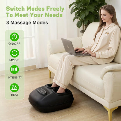 LINGTENG Foot Massager, Heated Foot Massager (Agate Black) | Deep Kneading-Detachable Washable-Home Office Underdesk-Men Women Parent Senior-Birthday Anniversary Christmas Valentine Gift