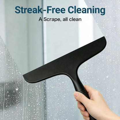SetSail Shower Squeegee for Glass Doors,One-piece All Silicone Squeegee | Streak-Free Bathroom Squeegee for Shower Glass Window Mirror Tile Wall, Built-in Hook, Ergonomic Grip, Black（9.5-inch）