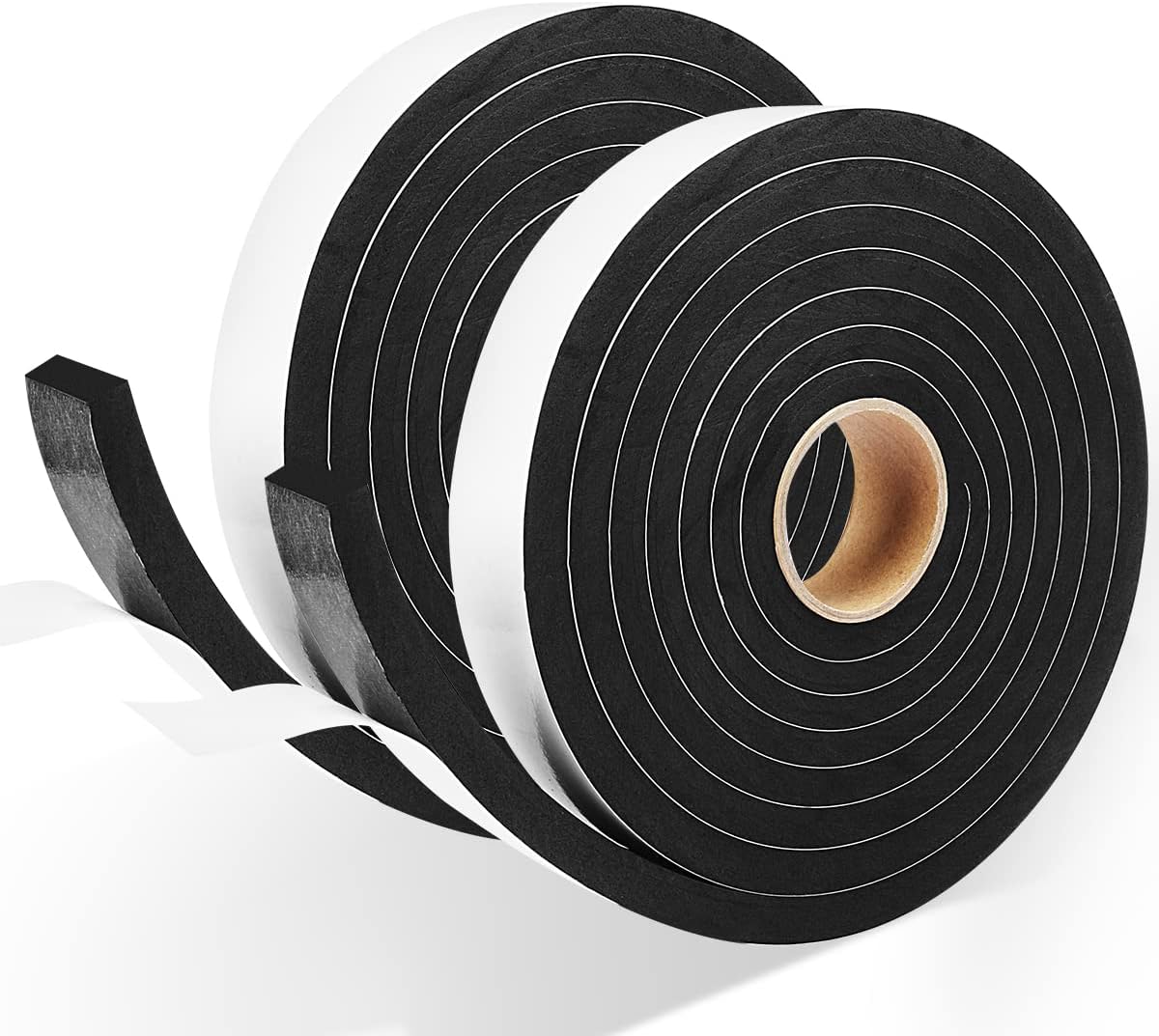 2 Rolls Foam Seal Tape for Door Window Insulation, Soundproof and Shockproof Foam Adhensive Strip, 3/8" Wx3/16 T Single Sided Foam Tape, Cold Air and Draft Closed Cell Seal Strip,Total 32FT