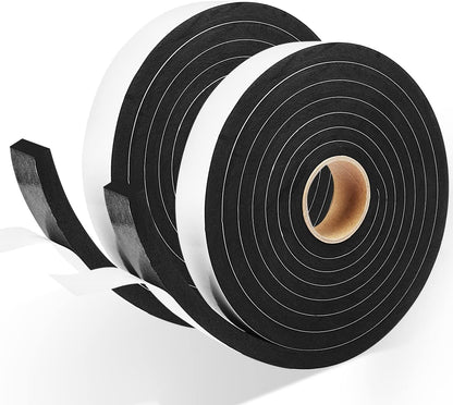 2 Rolls Foam Seal Tape for Door Window Insulation, Soundproof and Shockproof Foam Adhensive Strip, 3/8" Wx3/16 T Single Sided Foam Tape, Cold Air and Draft Closed Cell Seal Strip,Total 32FT