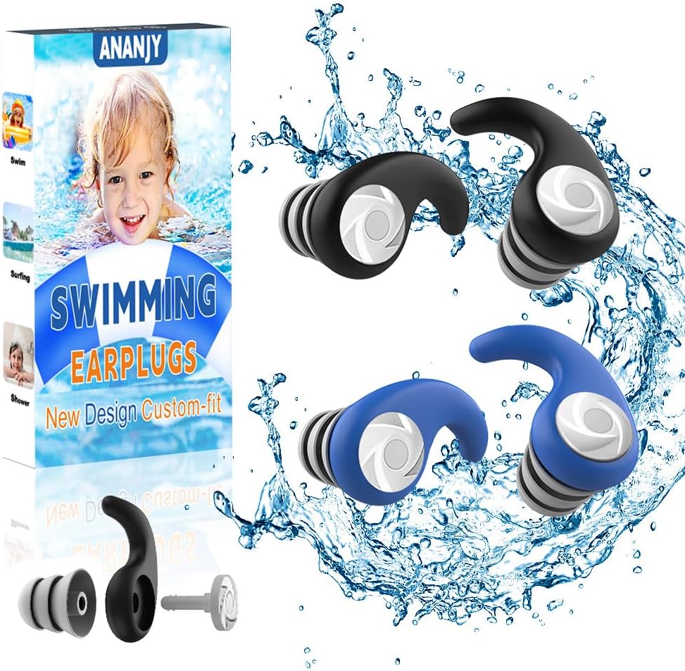 Waterproof Swimming Ear Plugs for Adults Kids, 3 Pairs Soft Silicone