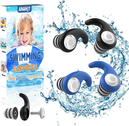 Waterproof Swimming Ear Plugs for Adults Kids, 3 Pairs Soft Silicone