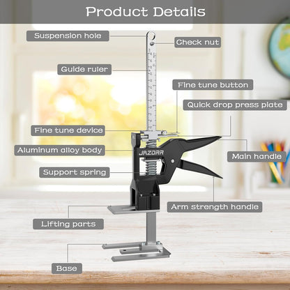 2Pcs Metal Labor Saving Arm Jack, Hand Furniture Lifter Tool, Furniture Jack, 440LBS Capacity Precise Control Slow/Fast Descent for Lifting Door Furniture, Window, Wall Tile Positioning