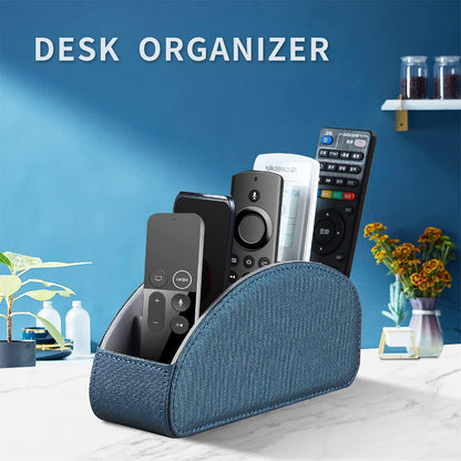 Pu Leather TV Remote Control Holder with 5 Compartments,Remote Caddy/Tray | Bedside Table Desk Storage Box/Organizer for Pen,DVD,Blu-Ray,Media Player,Heater Controller,Cosmetics,Glasses,Office Supplies