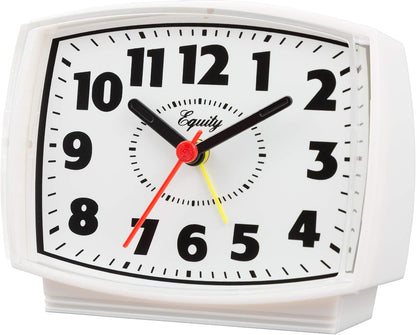 Equity by La Crosse 33100 Electric Silent Analog Alarm Clock with Lighted Dial, White (Pack of 2)