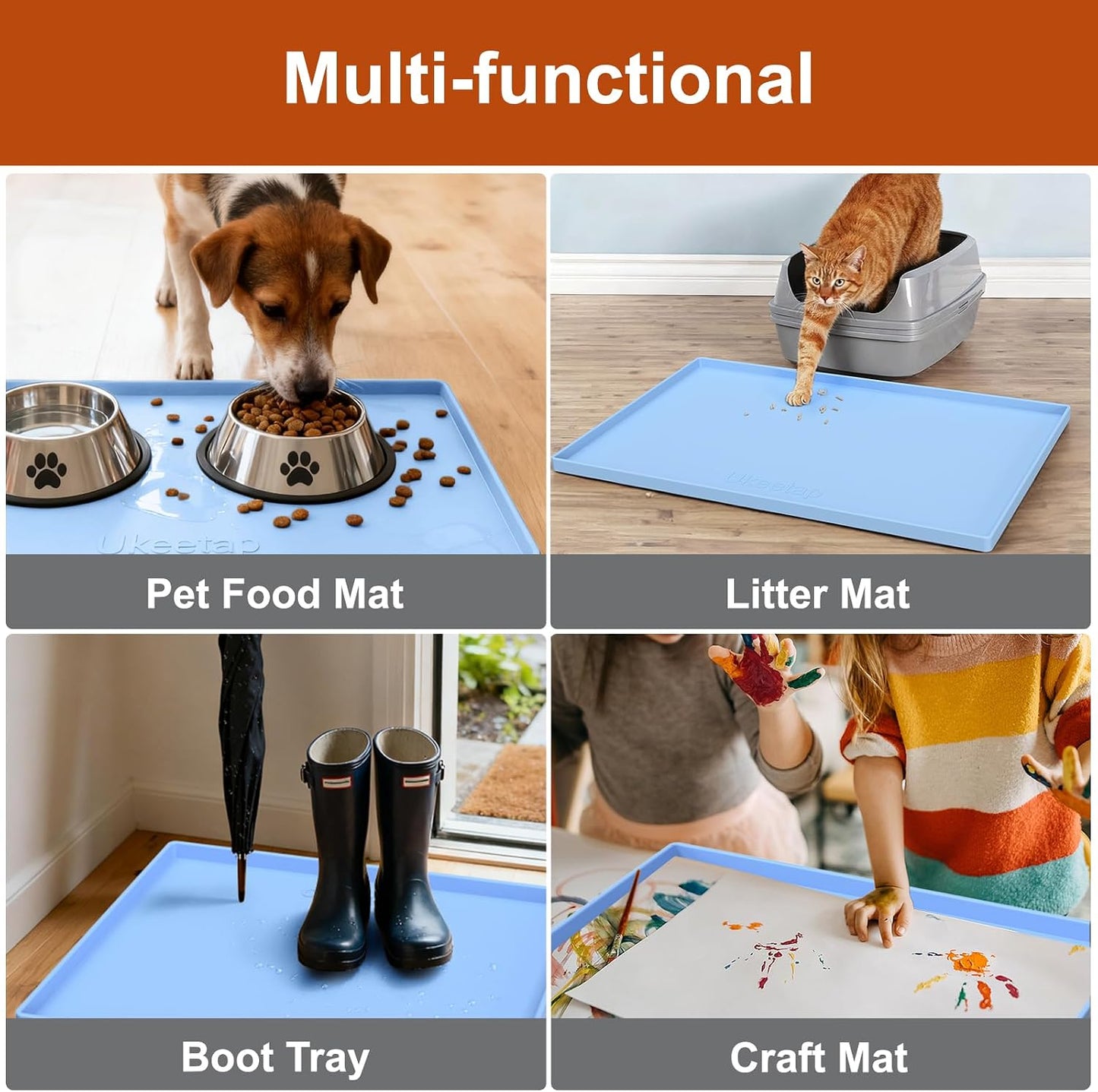 34" x 22" Extra Thick Silicone Mat Waterproof with Raised Edge, | Under Sink Mat for Kitchen & Bathroom, Kitchen Cabinet Liner, Multi-Purpose for Storage & Protection