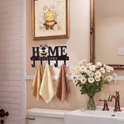Key Holder Wall Mount Paw Print Metal Key Hooks Organizer Dog Leash Holder with 5 Hooks Rustic Farmhouse Decorative Welcome Home Wall Decor for Entryway Bathroom Dog Lover 9.8 Inch