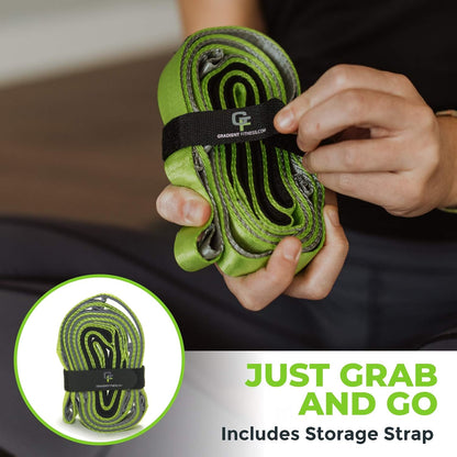 Gradient Fitness Stretching Strap for Physical Therapy, 12 Multi-Loop Stretch Strap 1" W x 8' L, Neoprene Handles, Physical Therapy Equipment, Yoga Straps for Stretching, Leg Stretcher.