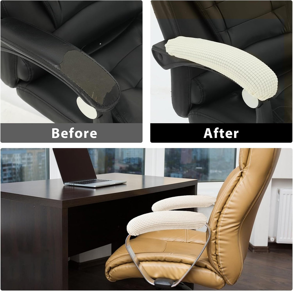 Vin Beauty Office Chair Armrest Covers, 2Pcs Office Removable Arm Rest Covering, Elastic Chair Armrest Covers, Office Seat Hand Rest Protector, Arm Covers Protectors for Office Chair(Black)