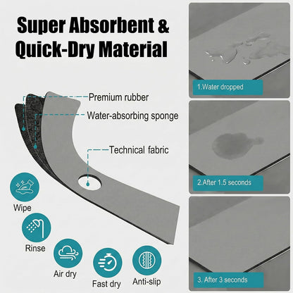 Cuttable Kitchen Sink Faucet Mat: 30" Lx5.5 W Splash Guard with Center Hole | Customizable Absorbent Non-slip Fabric Rubber Mat, Cut to Fit 2,3,4 Holes Irregular Sink with Soap Dispenser Air Gap