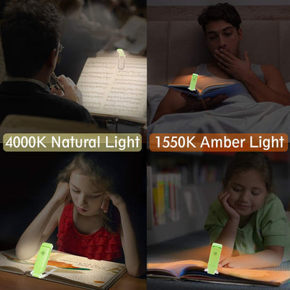 BIGLIGHT Amber Book Reading Light, LED Clip on Book Lights, Reading Lights for Books in Bed, Small Book Light for Kids, USB Rechargeable, 2 Brightness Adjustable for Eye Protection, Orange