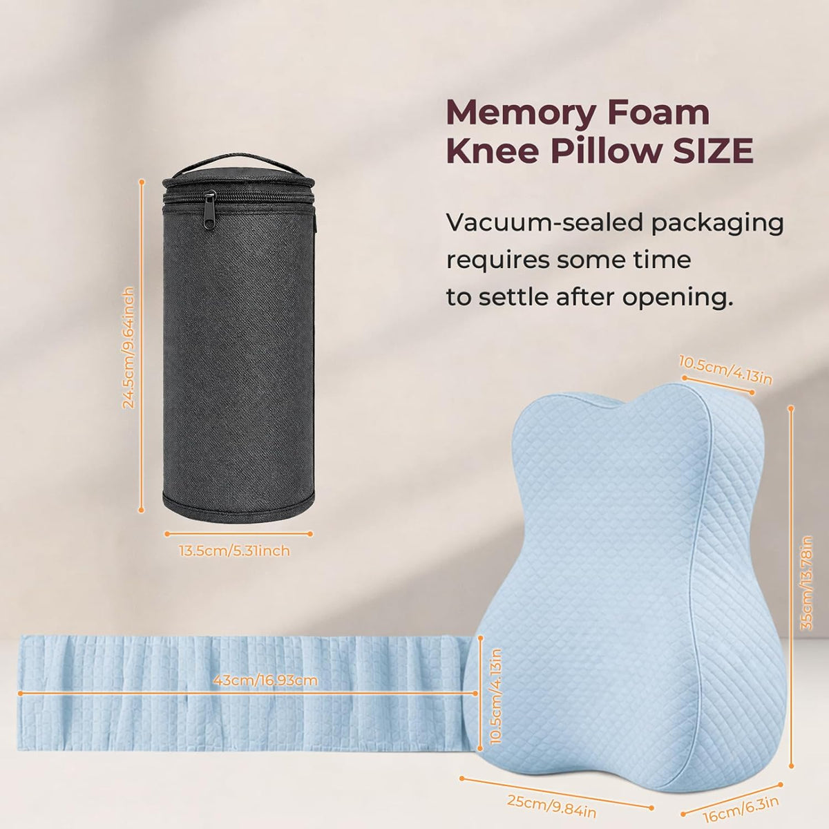 Knee Pillow for Side Sleepers, Alignment Pillow for Side Sleepers, Relief Hip & Sciatica Pain, Nourial Pillow Between Legs for Pregnant Women and Seniors (Grey)