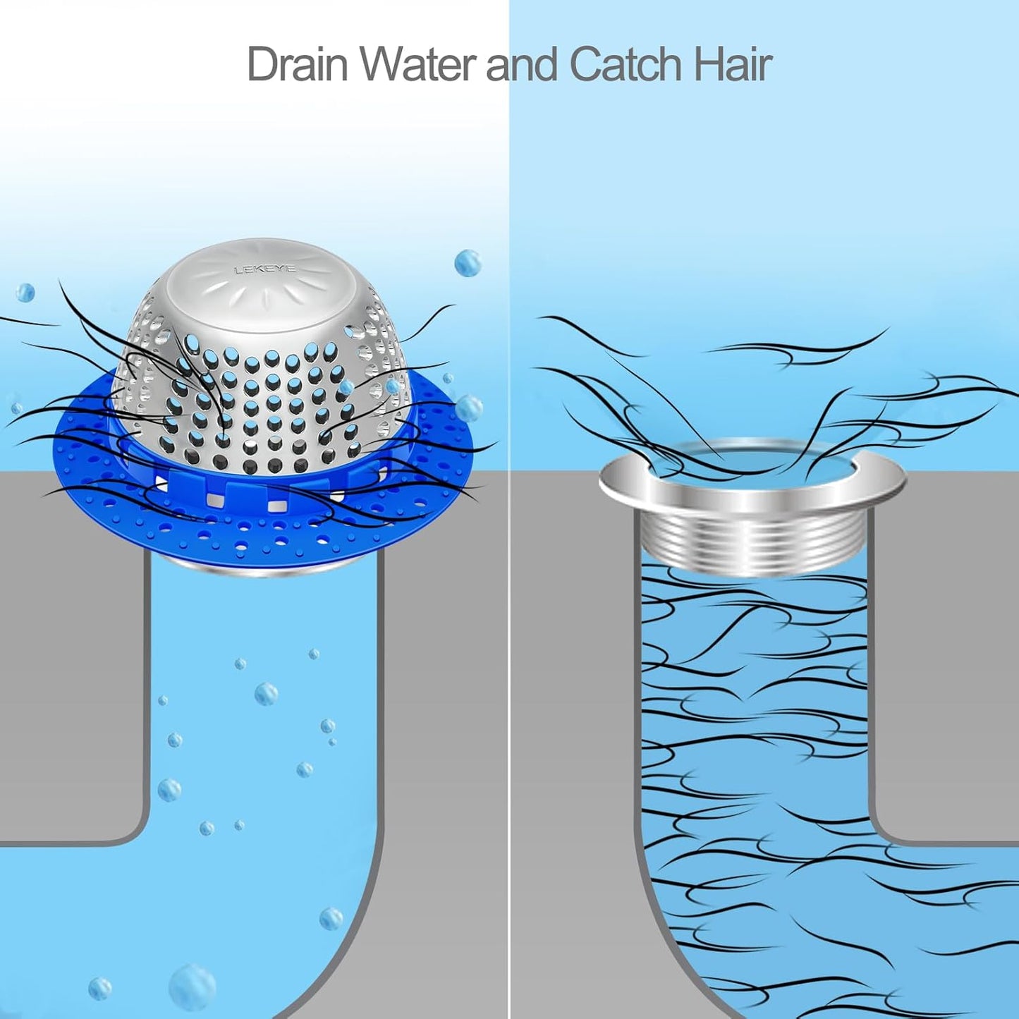 LEKEYE Drain Hair Catcher/Bathtub Drain Cover/Drain Protector for Pop-Up & Regular Drains(Patented Product)