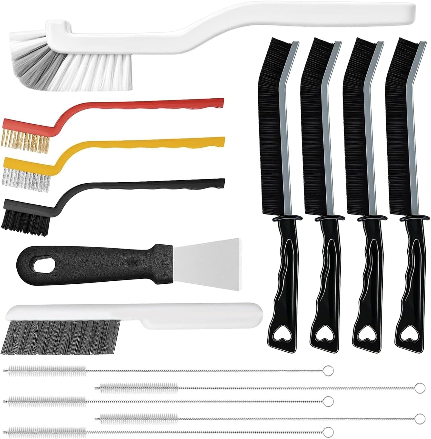 Crevice Cleaning Brush, Multifunctional Grout Brush and Straw Brush, 15 Pcs | Hard Bristle Scrub Brushes Tools; Non-Slip Handle; Hanging Hole; Multi-use for Cleaning Bathroom, Kitchen and Corners