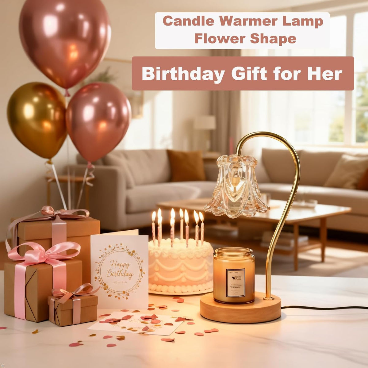 COCOBELA Candle Warmer Lamp with Timer with 2 Bulbs Floral Light Dimmable