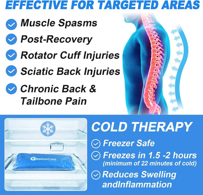 RelaxCoo Large Flexible Ice Pack for Injuries Reusable Gel, 11x14.5 Inches, Cold Compress for Hip, Shoulder, Knee, Back Pain, Swelling, Bruises, Surgery
