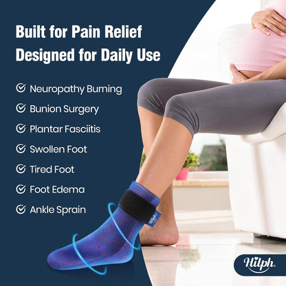 Hilph Ice Pack Sock for Full Foot Pain Relief, Hot Cold Therapy Sock