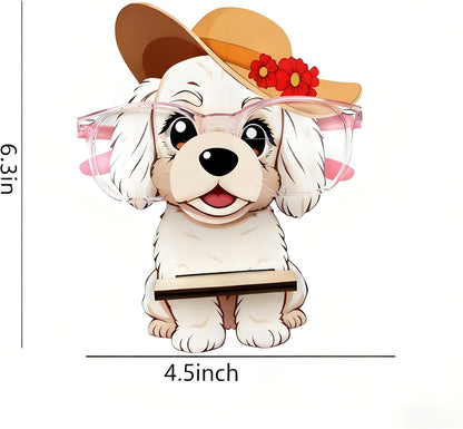 Poodle Eyeglass Holder Cute Dog Stand Eyewear Organizer, Securely Hold Eyeglasses for Office Bedside Nightstand Desk Home Decor Gifts