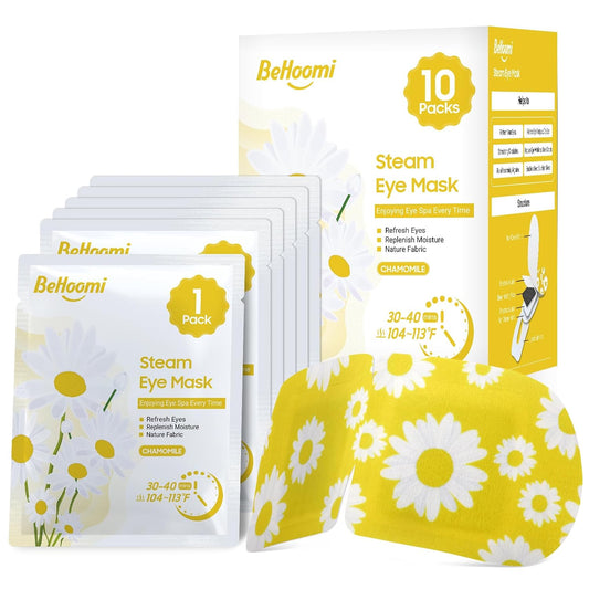BeHoomi Steam Eye Mask, 10Packs Heated Eye Mask, Self Heating Disposable SPA Warm Compress for Eyes Sleep Mask, Travel Essentials & Relaxation Gifts for Women (Lavender Scent)
