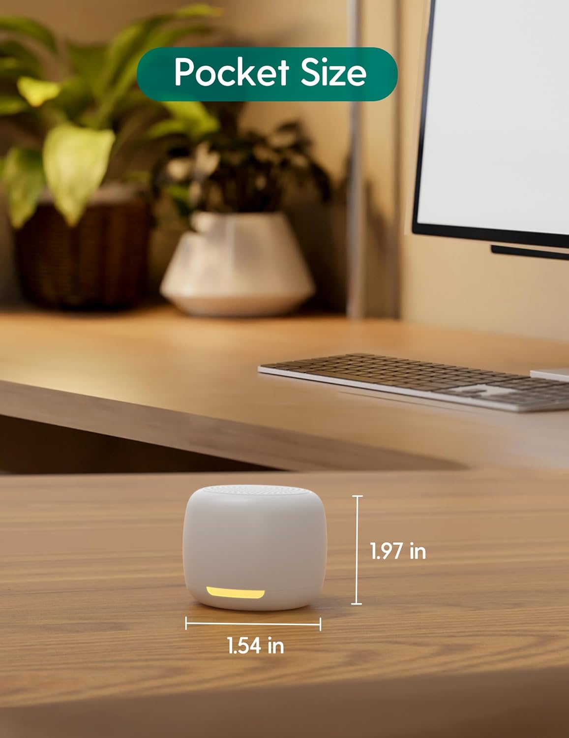 Babelio White Noise Sound Machine for Adults Kids Baby, Mini, 15 Non-looping Sounds, Timer, Memory Function, Easy to Pocket and Travel White