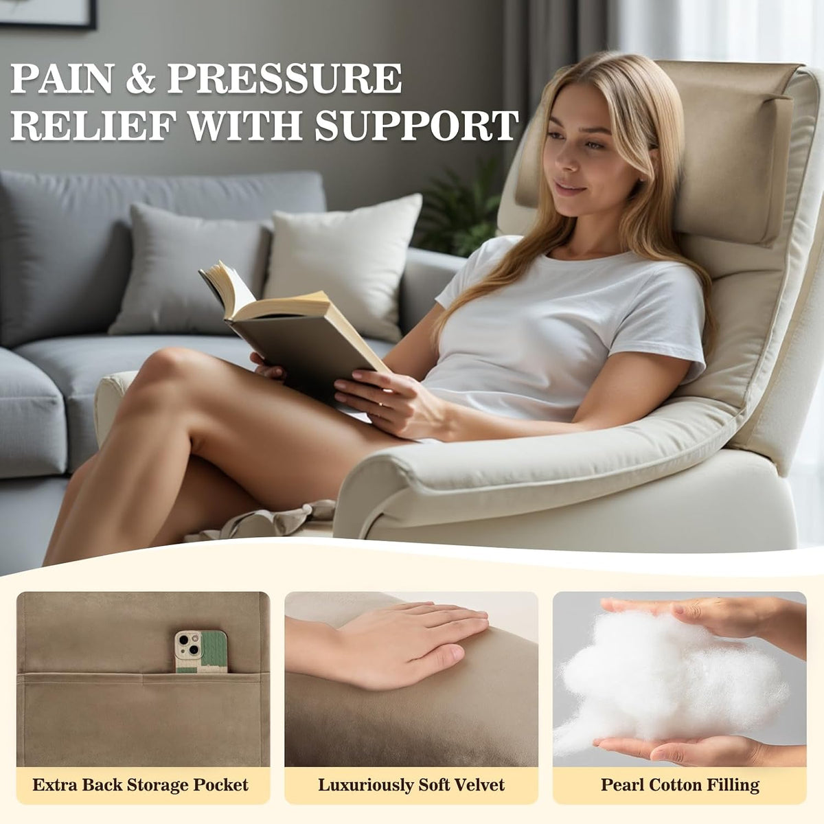 Recliner Headrest Pillow, Adjustable Comfort Neck & Head Support Pillow