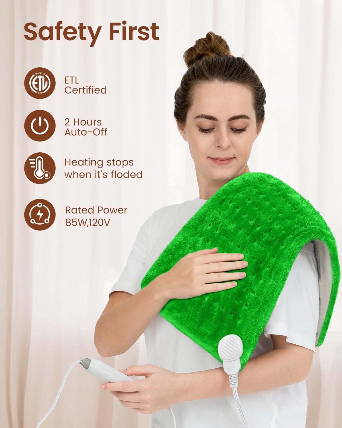 RENPHO Electric Heating Pad for Back with 10 Heat Levels, FSA Eligible HSA | Fit for Neck, Shoulder, Knee, Arm & Leg, Birthday Gift for Women, Men, Mom & Dad, HSA Approved, ETL Certified, 12 x 24", Gray