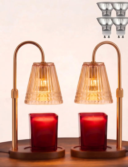 Candle Warmer Lamp with Timer Dimmer, Flameless Candle Warmer for Jar Candles, Height Adjustable Wax Warmer, House Warming Gifts New Home Decor, Birthday Gifts for Women (2 Bulbs Included)