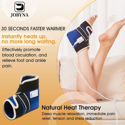 JOBYNA Ankle/Toe/Foot Warmer | Full Coverage Heated Foot Wrap |86-158℉ Continuous Setting| 10-90min Timer| Electric Heating Pad for Plantar Fasciitis Relief, Neuropathy Pain Relief for Foot(1 Pack)
