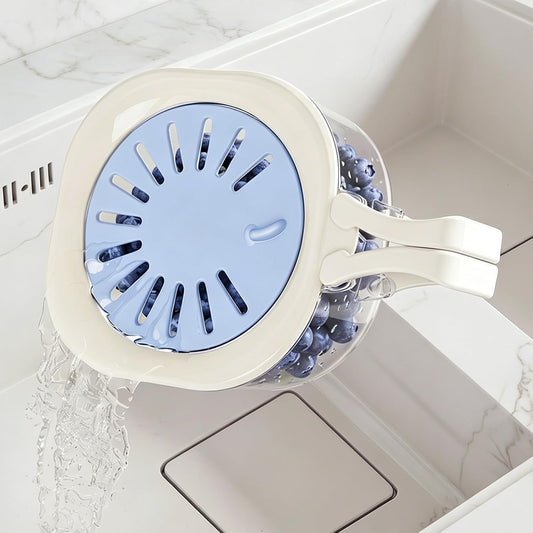 Fruit Vegetable Washing Bowl with Strainer, Multifunctional, Berry Lettuce Keeper for Fridge Refrigerator Organization, Portable Colander for Kitchen, Drainer Container With Lid, 2 Pack (Mix)