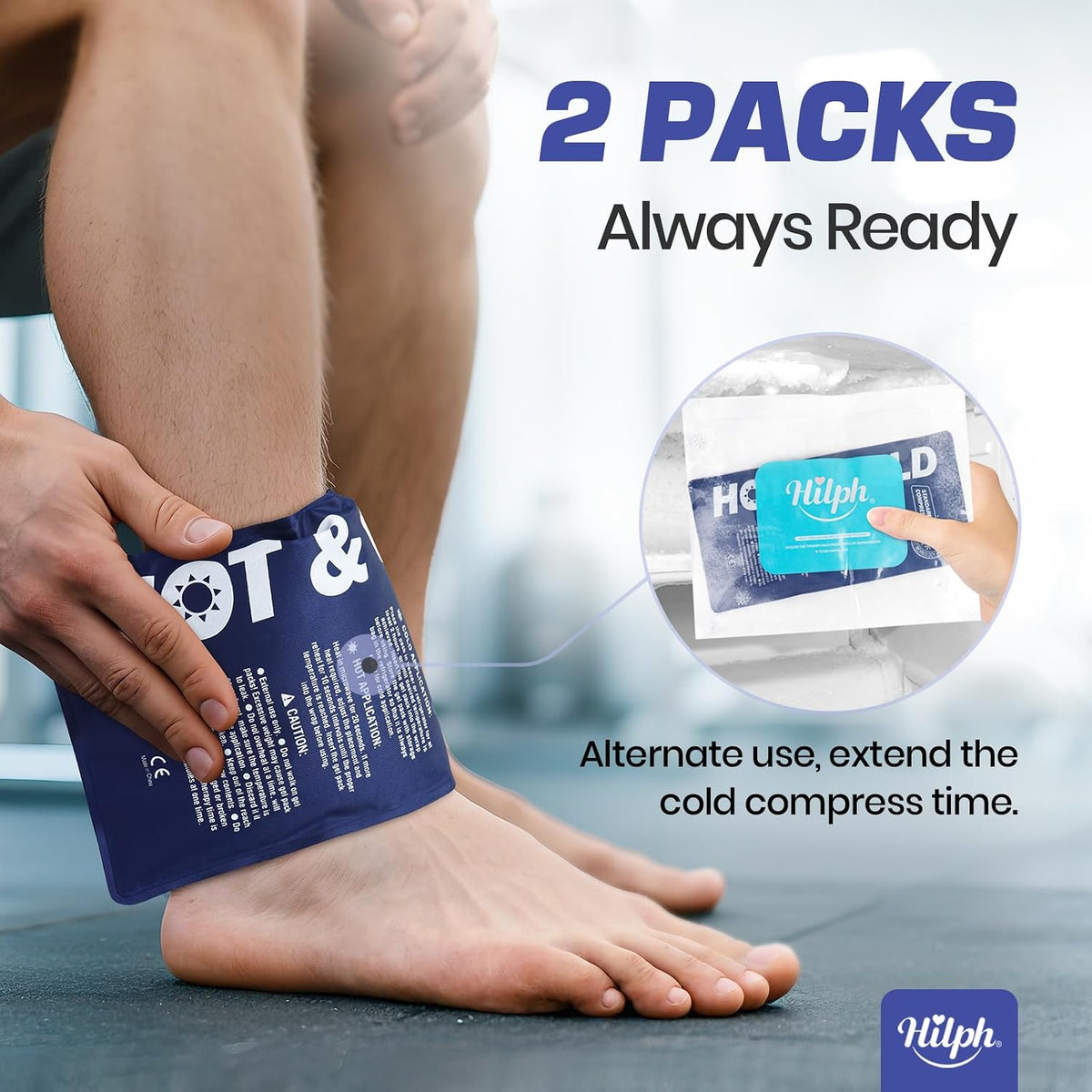 Hilph Ice Packs for Injuries Reusable, 2 Gel Packs & Adjustable Sleeve
