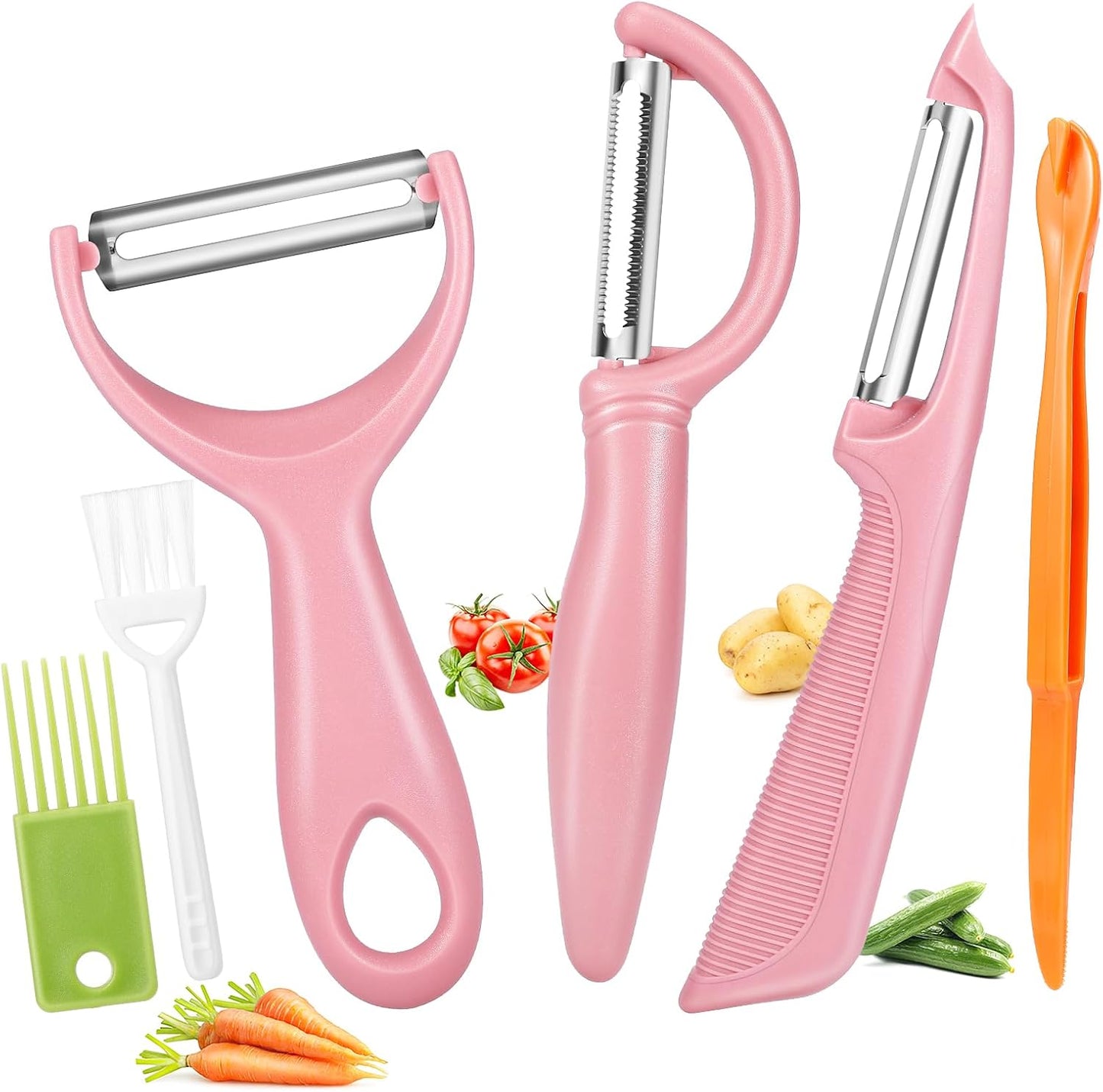 Senbowe Upgrade Potato Peeler for Kitchen, 6PCS Stainless Steel Vegetable Peeler, I and Y Veggie Food Peeler for Apple Fruit Carrot Zucchini Cucumber,Good Grip Makes Peeling Very Easy (Green)