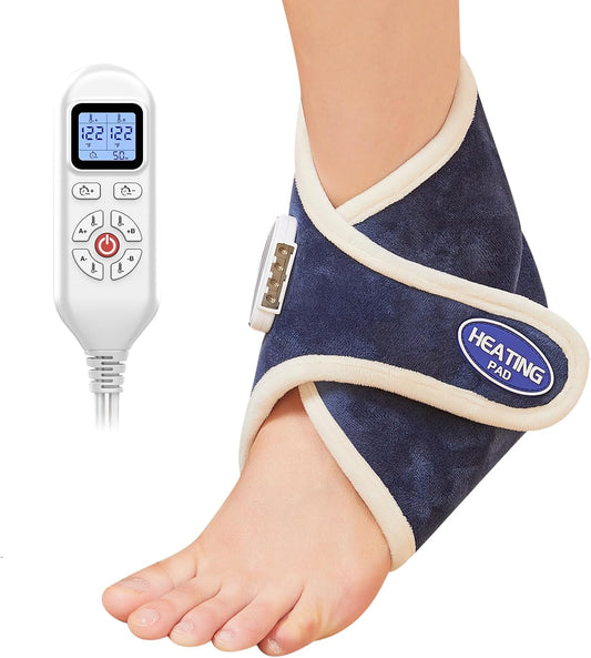 Cordless Foot Warmer with Heat and Massage - 2PCS Rechargeable Heating Pad for Feet, 3 Temp & Vibration Levels, 60 Min Timer for Plantar Fasciitis, Ankle Pain, Cold Feet at Home, Office, Sleeping
