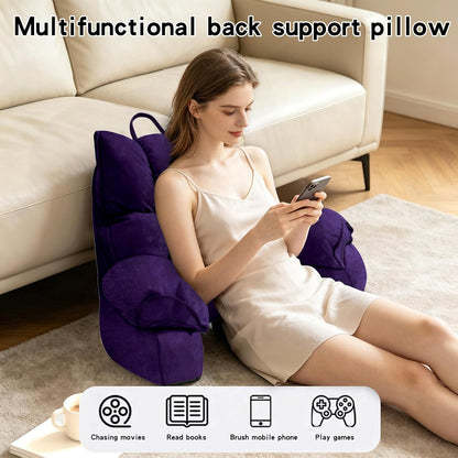 Reading Pillow for Bed with Arms, Back Support, Memory Foam（Grey Black）